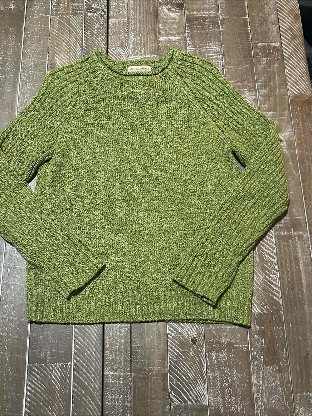 Mountain Lake Olive Green Crewneck Knit Sweater